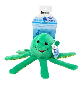 Spunky Pup Clean Earth Plush Octopus Dog Toy Small