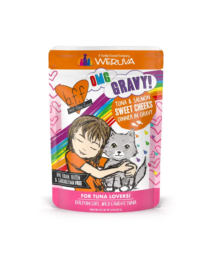 BFF BFF OMG Sweet Cheeks Tuna & Salmon in Gravy Cat Food 3 Oz pouch