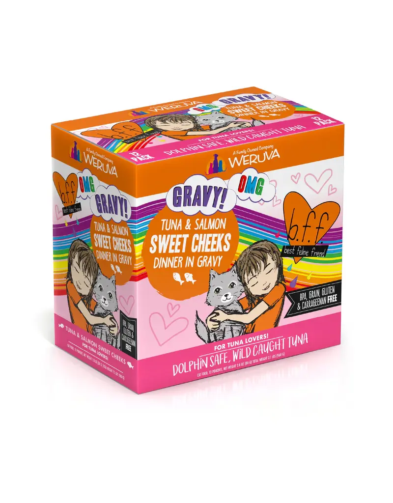 BFF BFF OMG Sweet Cheeks Tuna & Salmon in Gravy Cat Food 3 Oz pouch