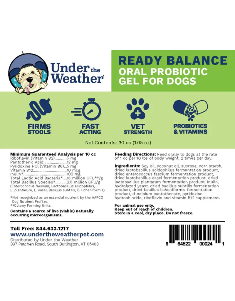 Under the Weather Under the Weather Ready Balance Probiotic for Dogs 30cc