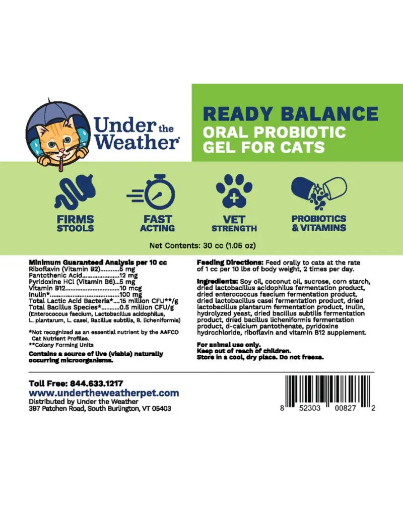 Under the Weather Under the Weather Ready Balance Cat Probiotic 30cc