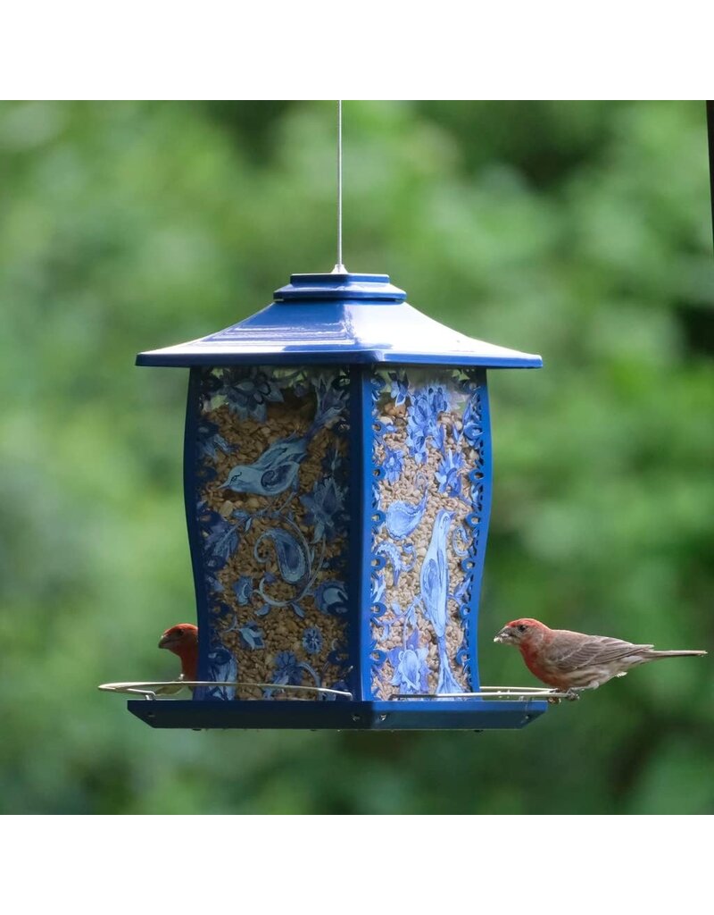Nature's Way Paisley Sky Metal Gazebo Bird Feeder Blue 3.7 Qt