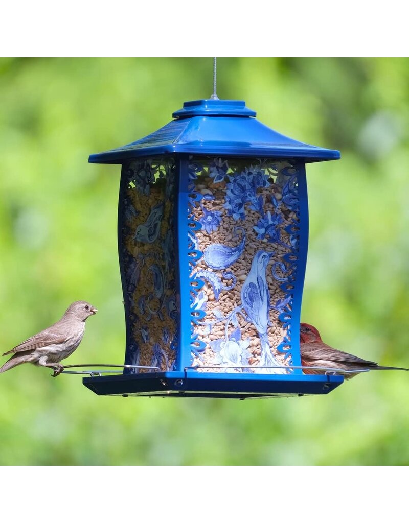 Nature's Way Paisley Sky Metal Gazebo Bird Feeder Blue 3.7 Qt