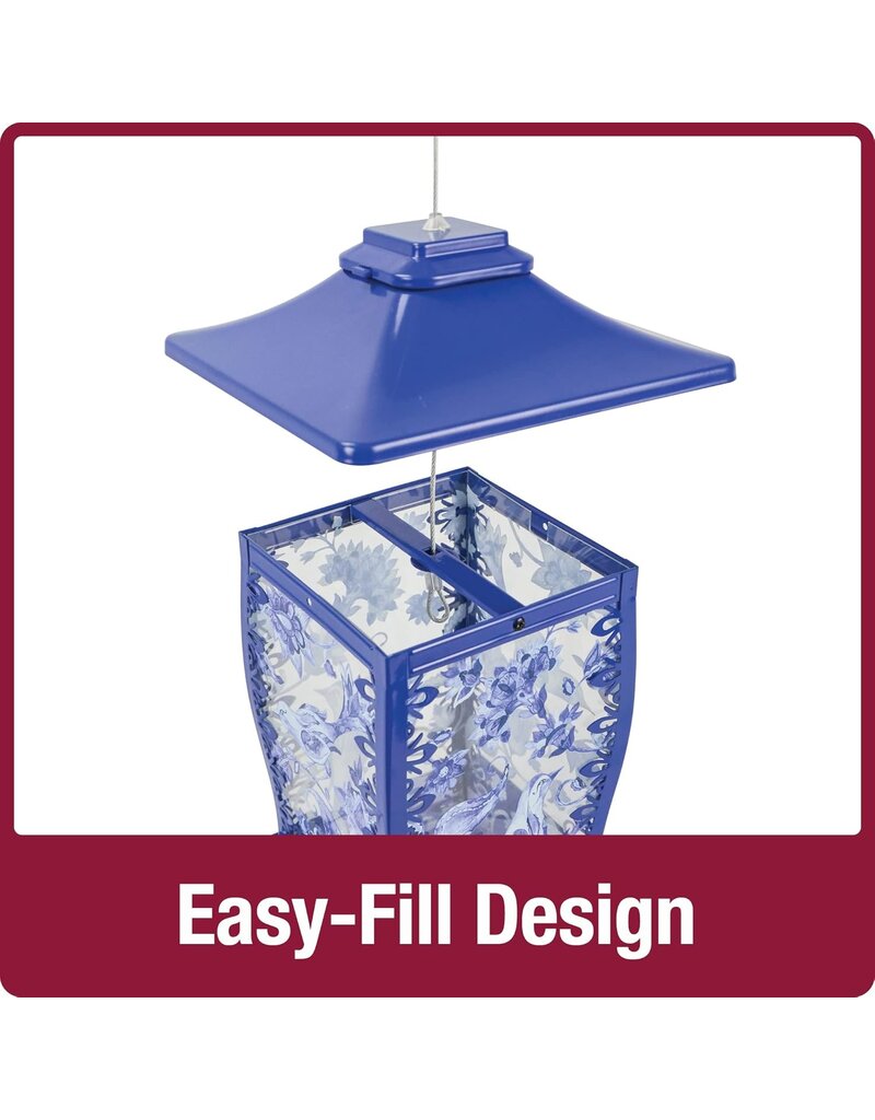 Nature's Way Paisley Sky Metal Gazebo Bird Feeder Blue 3.7 Qt