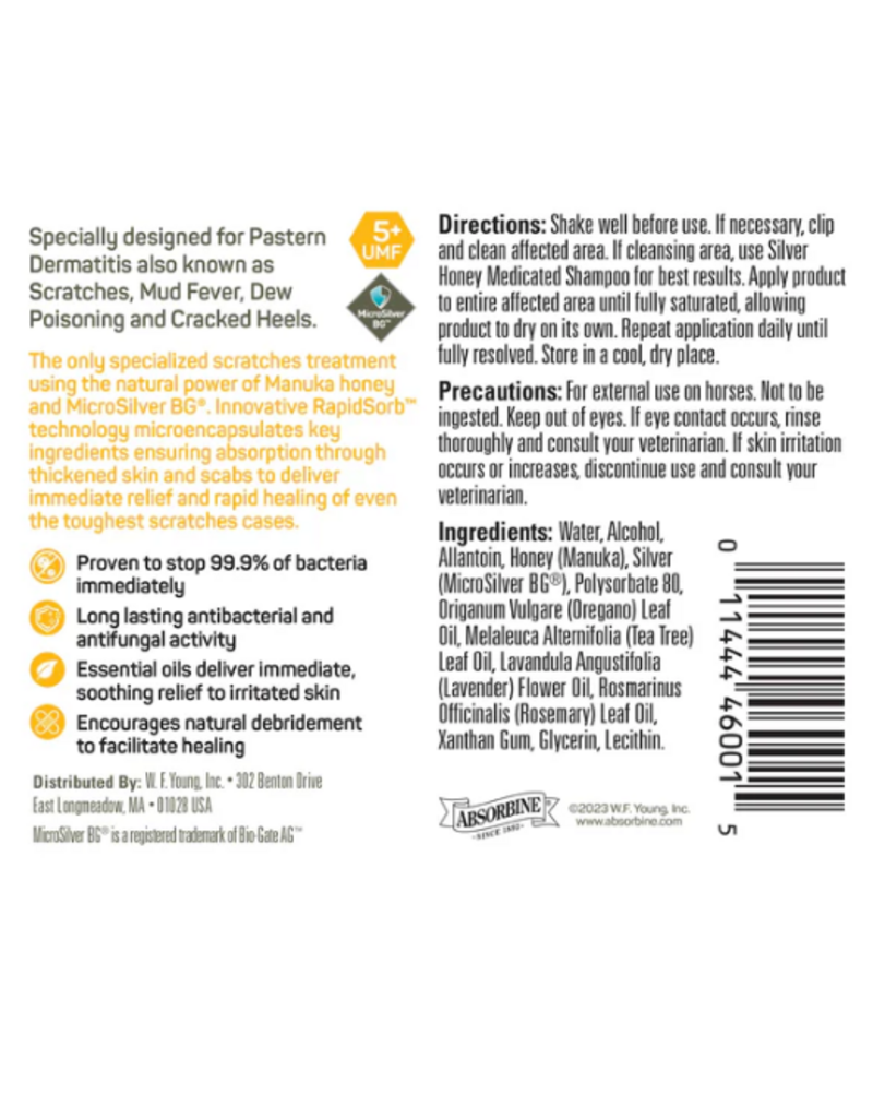 WF Young Silver Honey Horse Rapid Skin Relief (Max)  Strength Scratches Spray 6 Oz