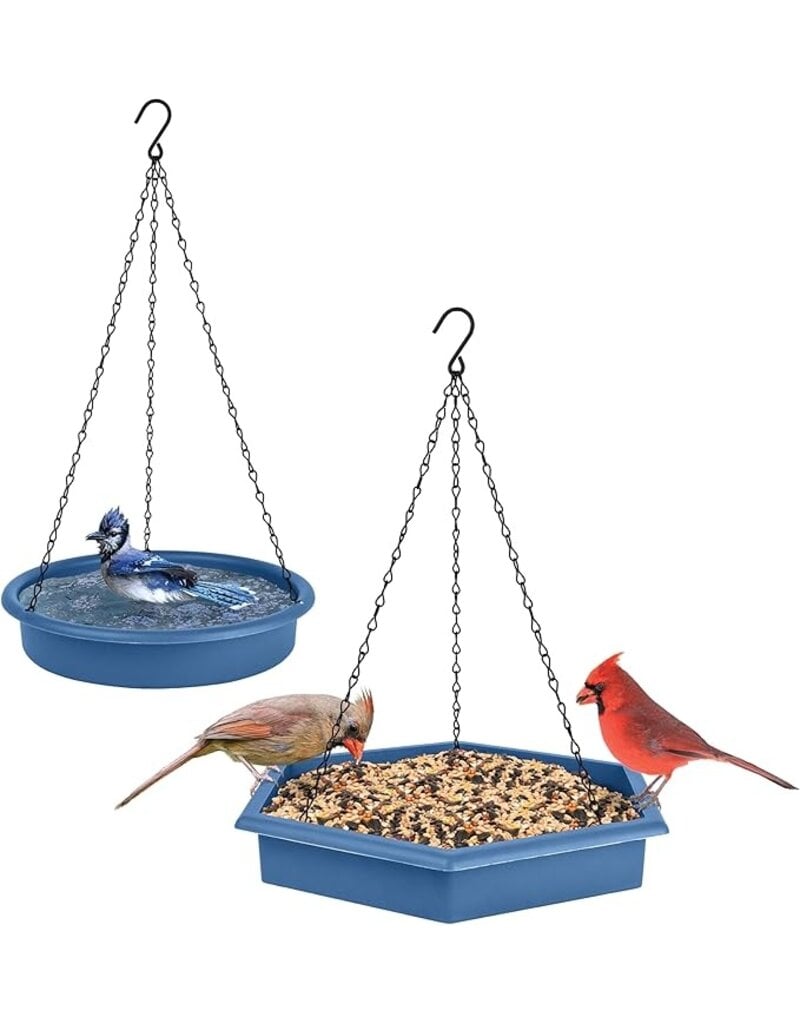 Nature's Way Ecocycle Combo Cafe 2-in-1 Bird Feeder & Bird Bath Blue