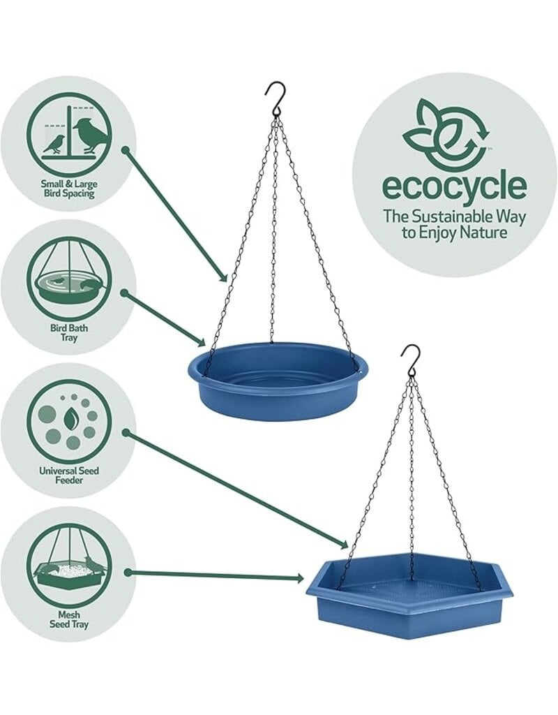 Nature's Way Ecocycle Combo Cafe 2-in-1 Bird Feeder & Bird Bath Blue