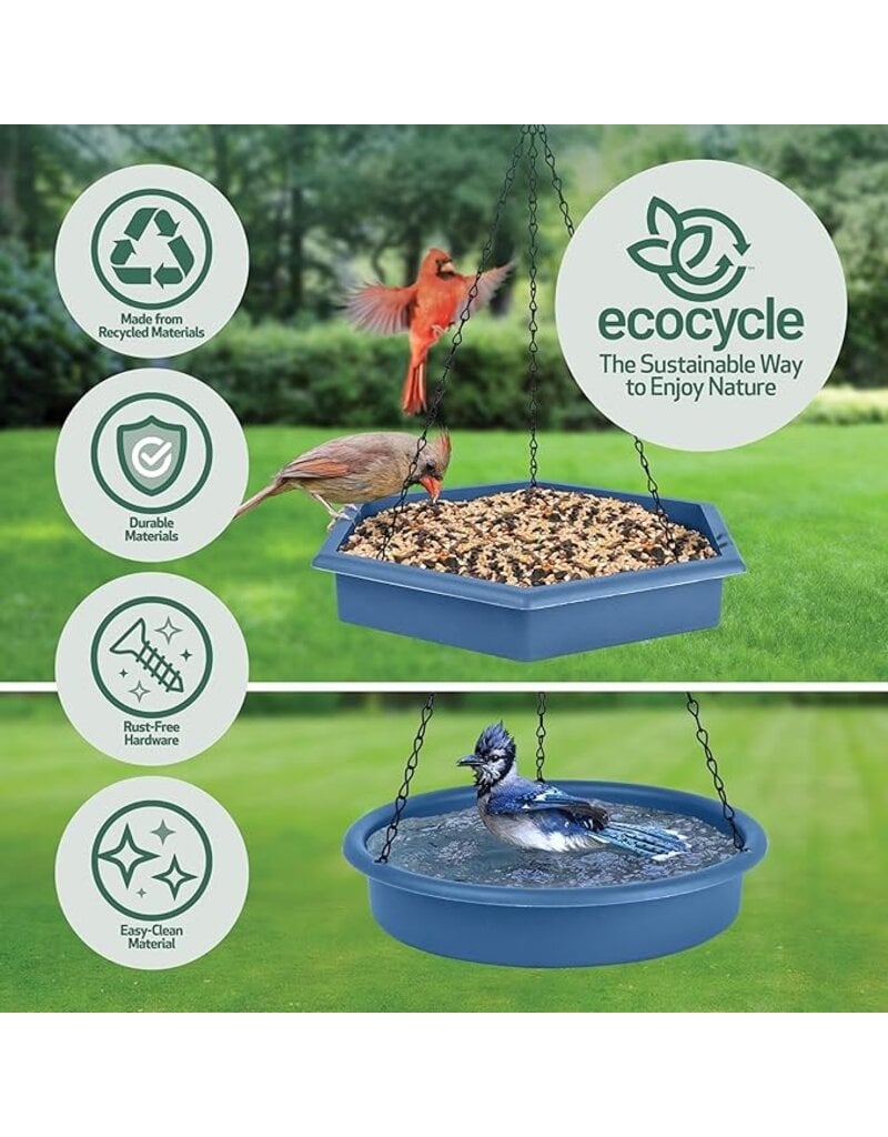 Nature's Way Ecocycle Combo Cafe 2-in-1 Bird Feeder & Bird Bath Blue