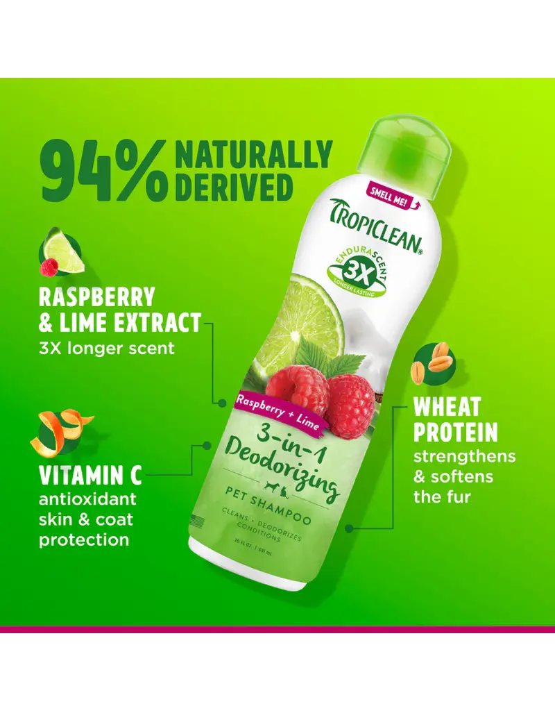 Tropiclean Tropiclean Odor Control Dog Shampoo Raspberry/Lime 20 Oz