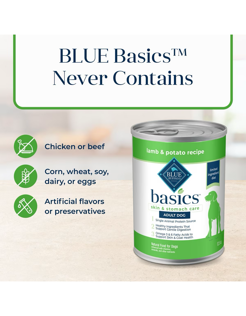Blue Buffalo Blue Buffalo Basics LID Grain Free Dog Food Lamb 12.5 Oz can