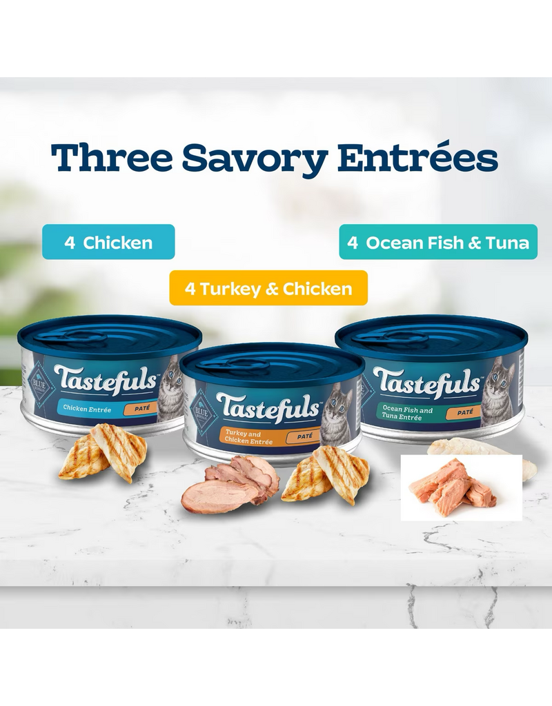 Blue Buffalo Blue Buffalo Tastefuls Cat Chicken, Turkey, Ocean Fish & Tuna Variety Pate 5.5 Oz 12Pk
