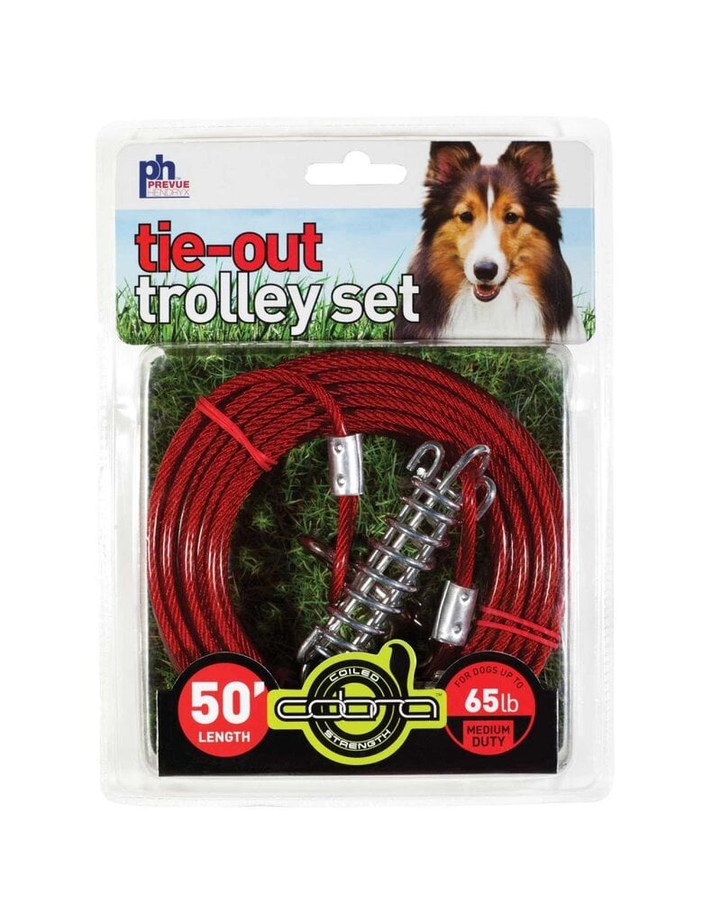 Prevue Pet Prevue Tie Out Cable Trolley Set For Dogs To 65 Lb 50 Ft