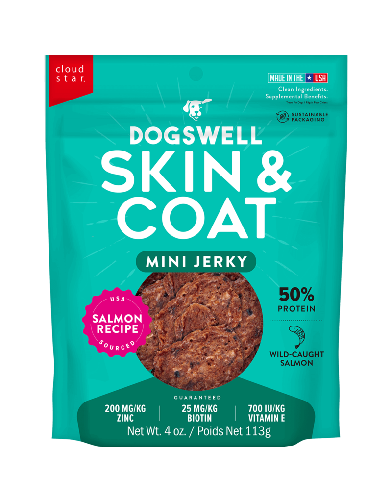 Dogswell Dogswell Skin & Coat Mini Jerky Dog Treat Salmon 4 Oz