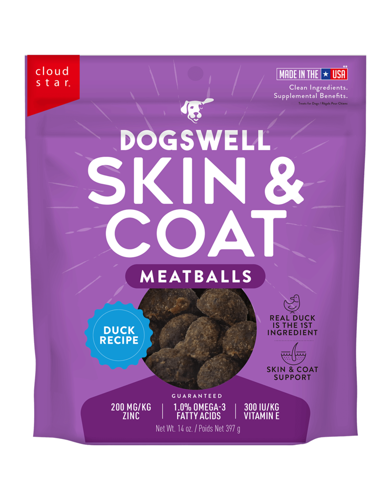Dogswell Dogswell Skin & Coat Meatball Dog Treat Duck 14 Oz