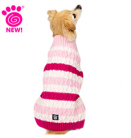 Petrageous EB Striped Crewneck Sweater Pink