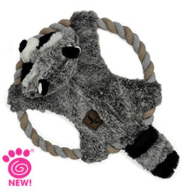 Petrageous Eddie Bauer Rope Toy with Plush Raccoon 10 In