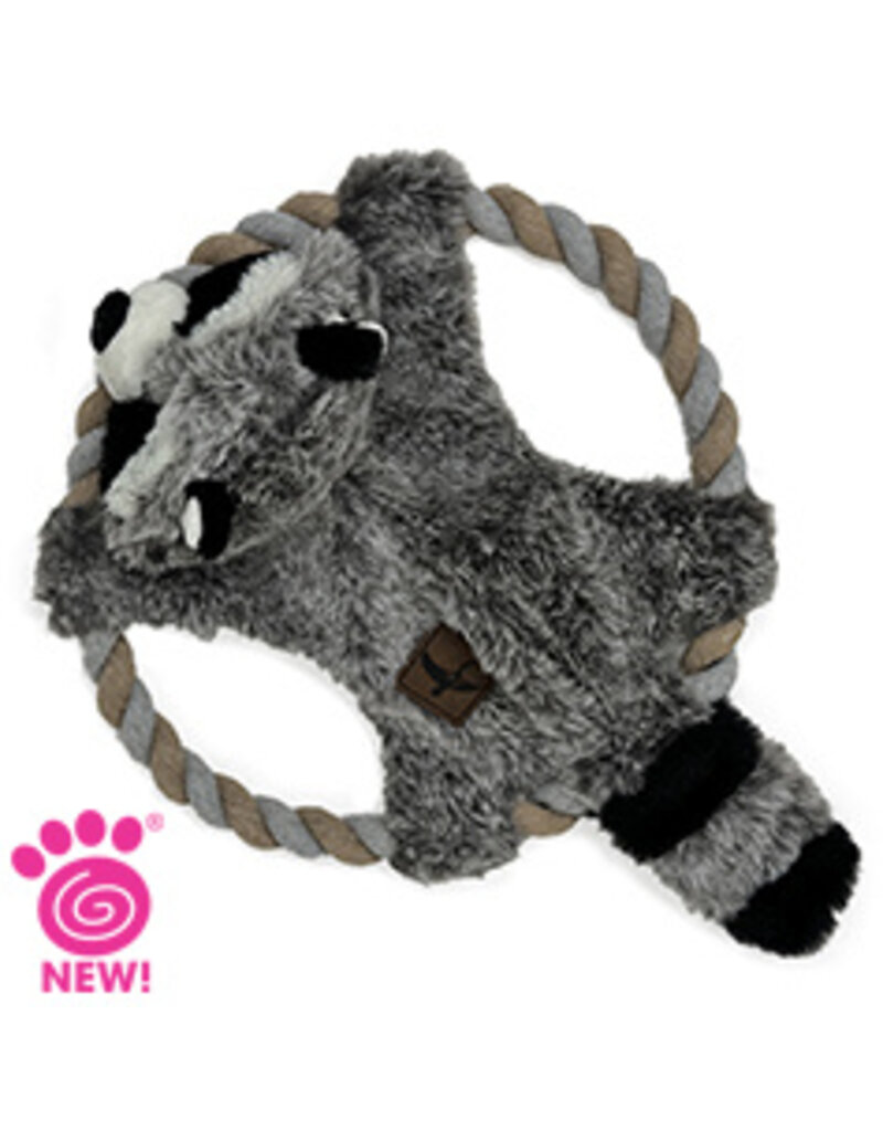 Petrageous Eddie Bauer Rope Toy with Plush Raccoon 10 In
