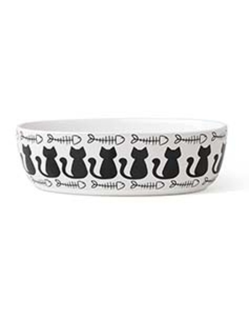 Petrageous Kitty & Fish Bone Oval, Light Taupe/Black 7 Inch