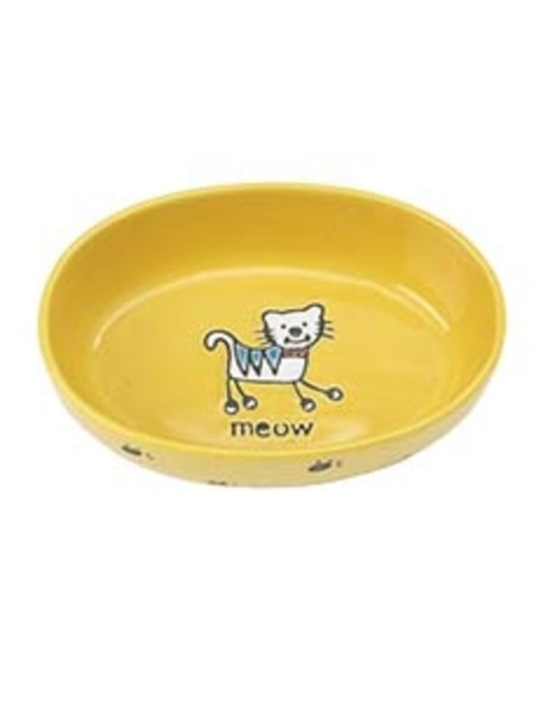 Petrageous Petrageous Silly Kitty 6.5" Oval Yellow, 2 Cups
