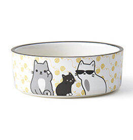 Petrageous Petrageous Tangled Kitty 5" Bowl 2C, Yellow/White