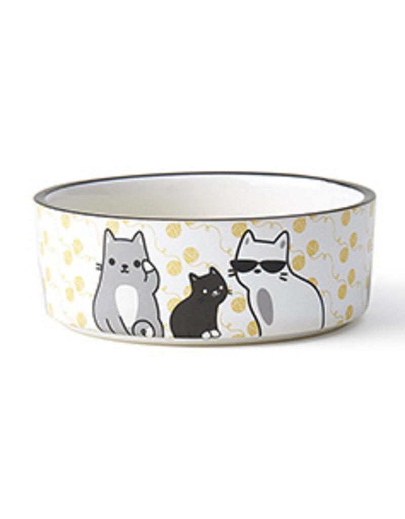Petrageous Petrageous Tangled Kitty 5" Bowl 2C, Yellow/White