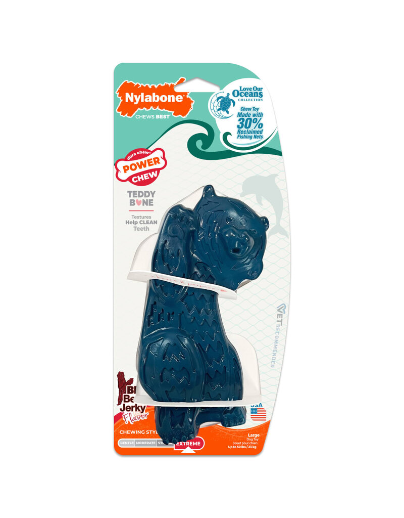 Nylabone Nylabone Power Chew Love Our Oceans Teddy Bear Bone Dog Toy