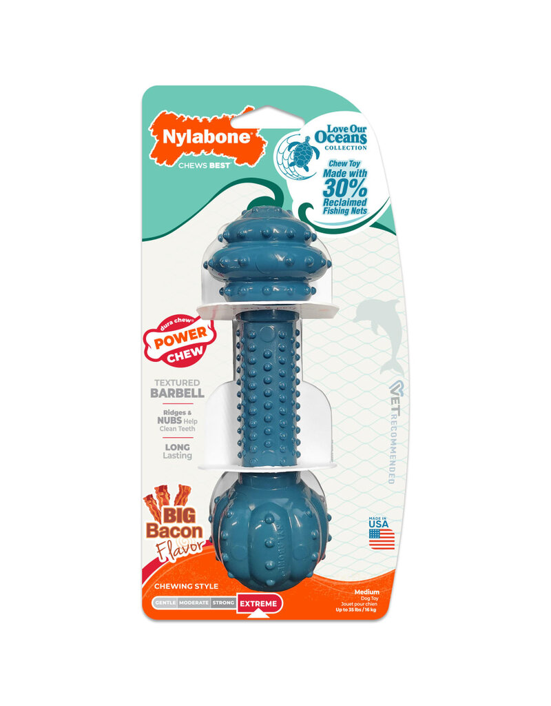 Nylabone Nylabone Power Chew Love Our Oceans Barbell Dog Toy
