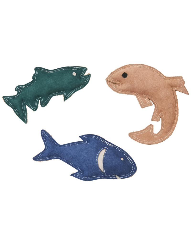 Ethical Pet Spot Dura-Fused Leather Fish Dog Toy Asst 7 In