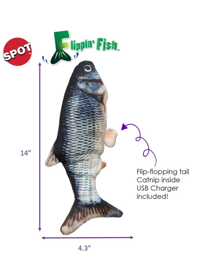 Ethical Pet Spot Flippin Fish Cat Toy W/USB Charger and Catnip