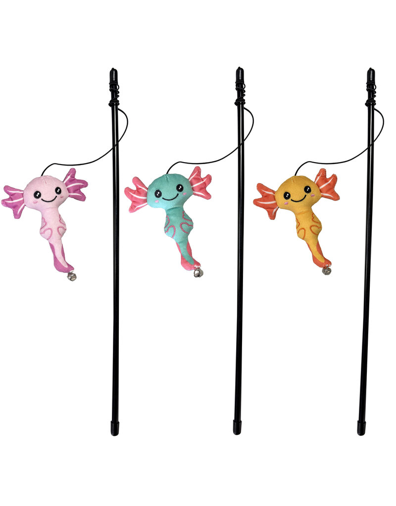 Ethical Pet Axolotl Squiggles Teaser Wand Cat Toy 18 In Asst