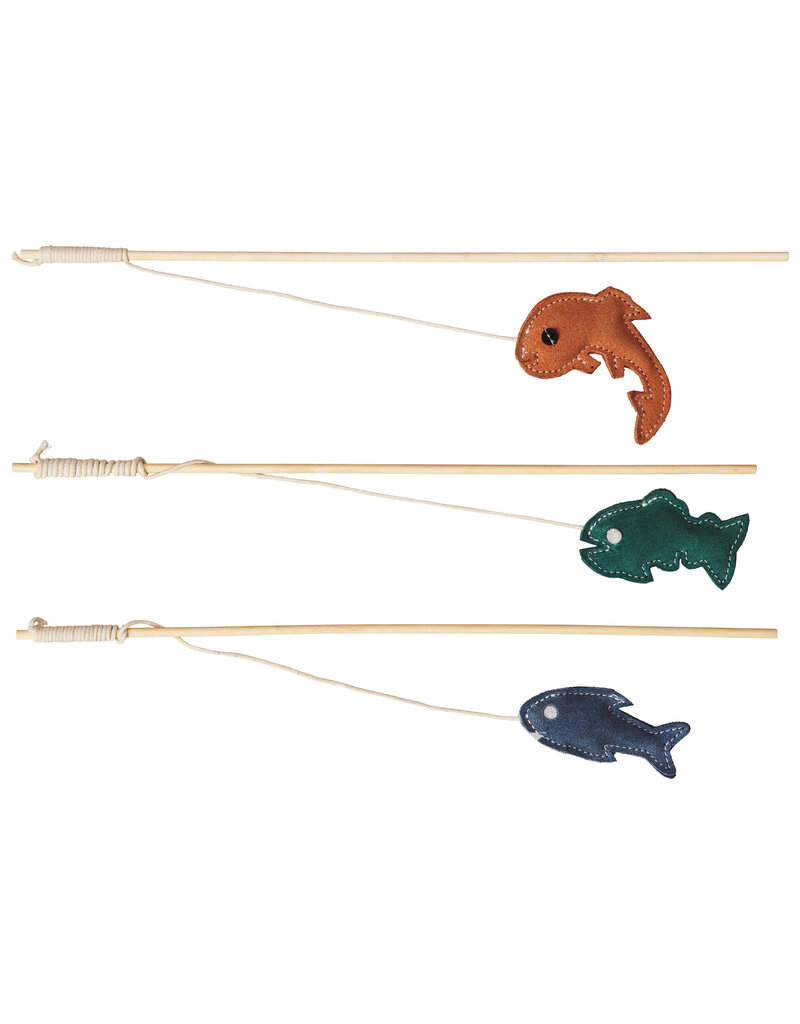 Ethical Pet Spot Dura-Fuse Leather Fish Wand Cat Toy 12 In