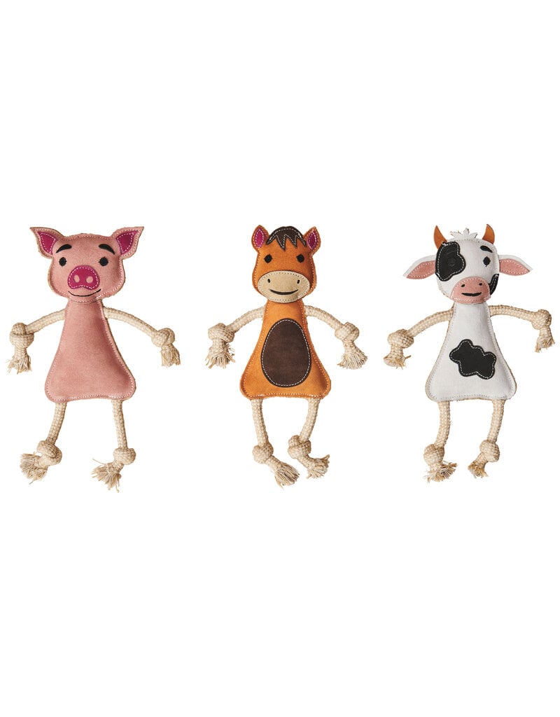 Ethical Pet Spot Dura-Fused Leather Barnyard Dog Toy Asst 14 In
