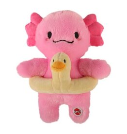 Ethical Pet Axolotl With Duck Tube Plush Dog Toy 10 In