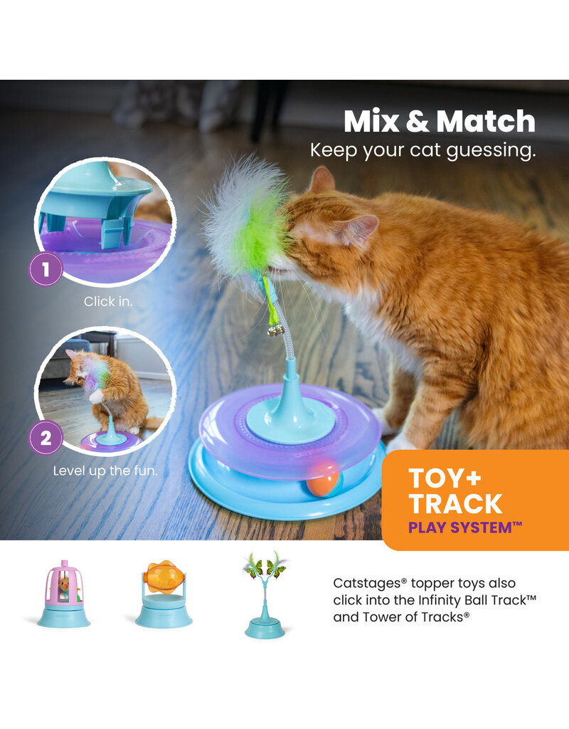 Outward Hound Catstages Race and Trace Track Interactive Cat Toy with Catnip Diffuser