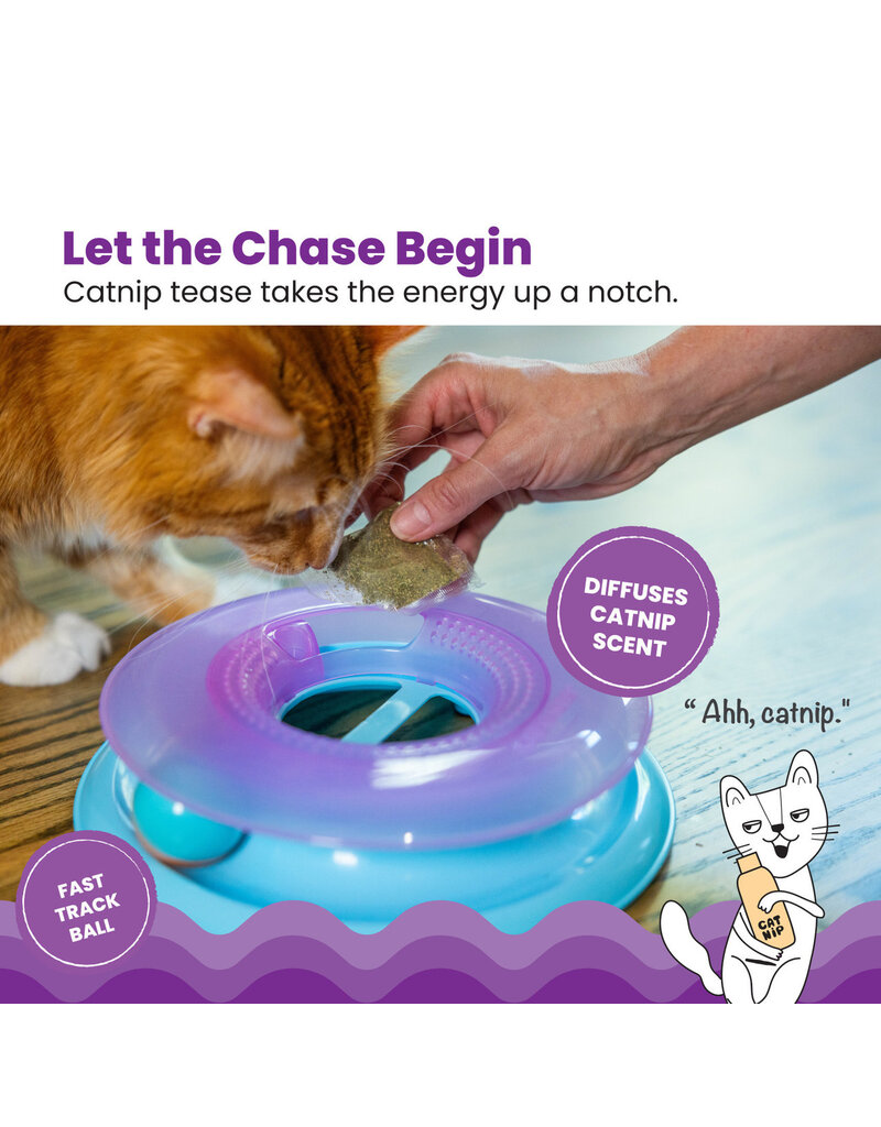 Outward Hound Catstages Race and Trace Track Interactive Cat Toy with Catnip Diffuser