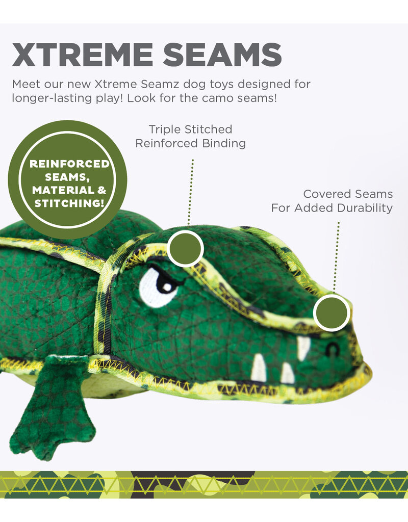 Outward Hound Outward Hound Xtreme Seamz Dog Toy Alligator Medium