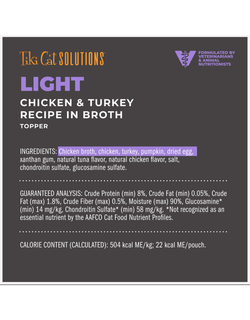 Tiki Pet Tiki Cat Solutions Light Topper Chicken & Turkey 1.5 Oz Pouch