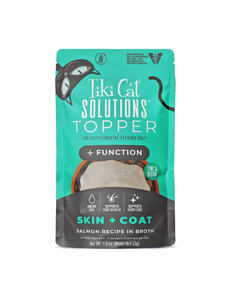 Tiki Pet Tiki Cat Solutions Skin & Coat Topper Salmon in Broth 1.5 Oz Pouch