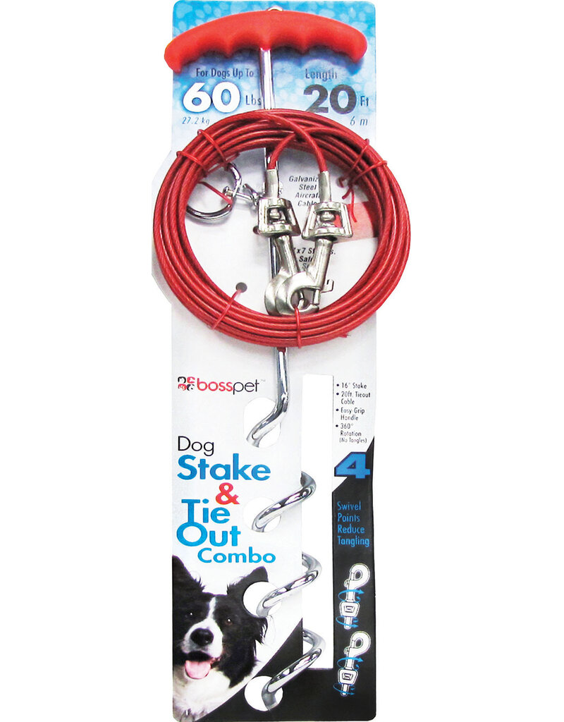 Boss/Pet Edge Boss Pet Spiral Stake/Cable Tieout 20 Ft