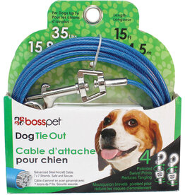Boss/Pet Edge Boss Pet Tie-Out 35lb MD 15ft Swivel Snap