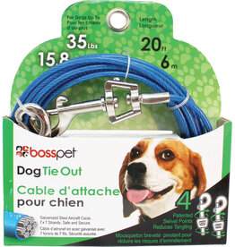 Boss/Pet Edge Boss Pet Tie-out 35lb MD 20ft  Swivel Snap