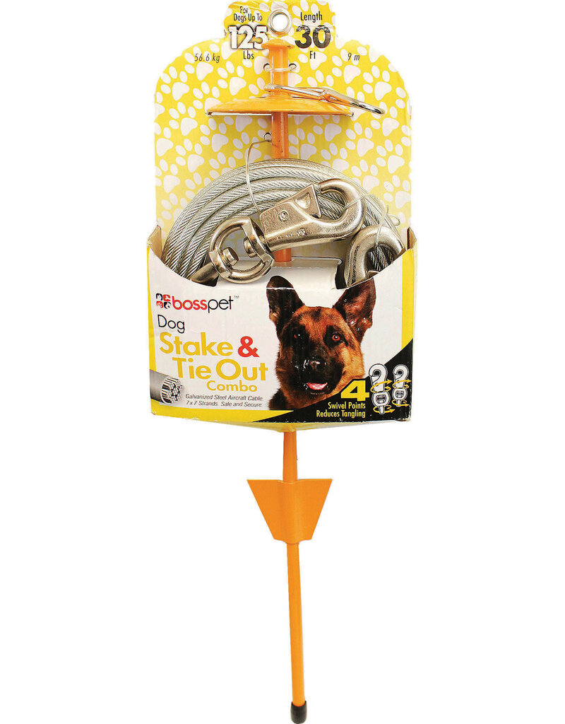 Boss/Pet Edge Boss Pet Tie-out/Dome Stake Combo XL 30 Ft