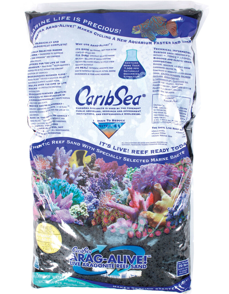 CaribSea Caribsea Arag-Alive Aragonite Sand Black 20 Lb