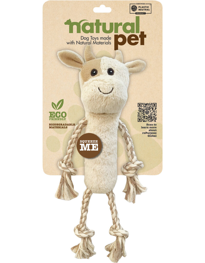 Natural Pet Natural Pet Cow Plush W/Rope Dog Toy