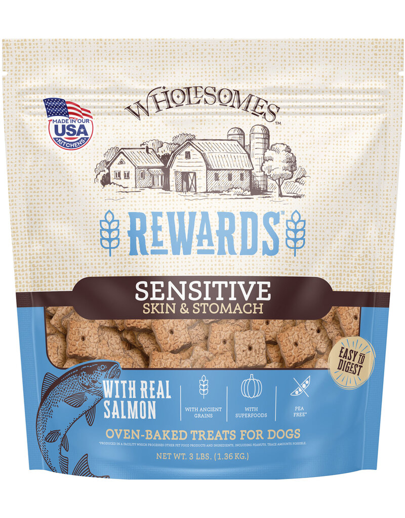 Wholesomes Wholesome Rewards Sensitive Stomach Biscuits Dog Treats Salmon Sm 3 LB
