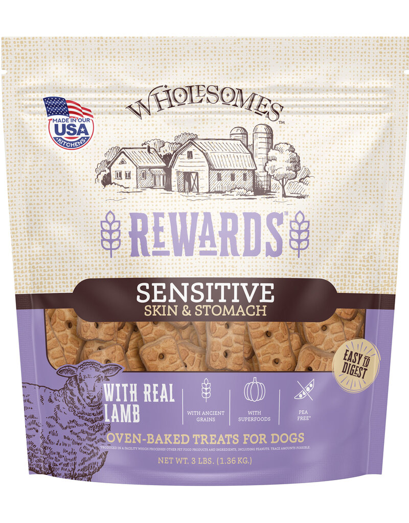 Wholesomes Wholesome Rewards Sensitive Stomach Biscuits Dog Treats Lamb Md 3 LB