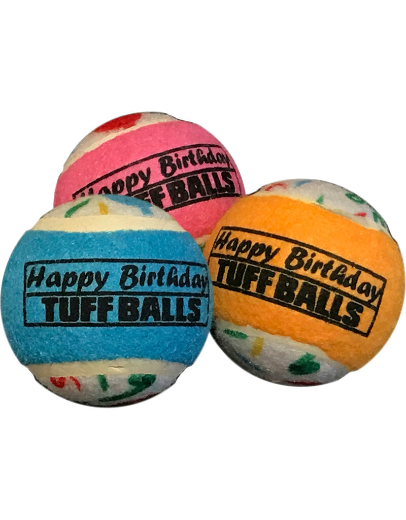 Petsport Happy Birthday Tuff Balls Dog Toy Assorted 2.5 In 3 Pk
