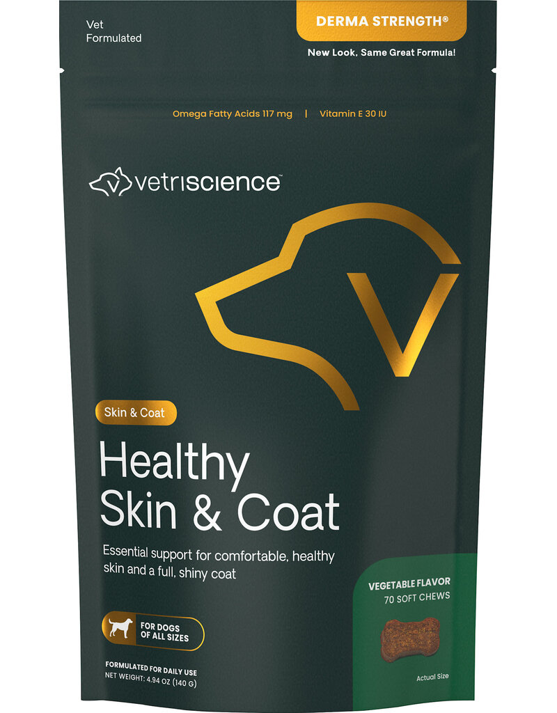 Pet Naturals of Vermont Vetriscience Skin and Coat Dog Chews Vegetable  70 Ct