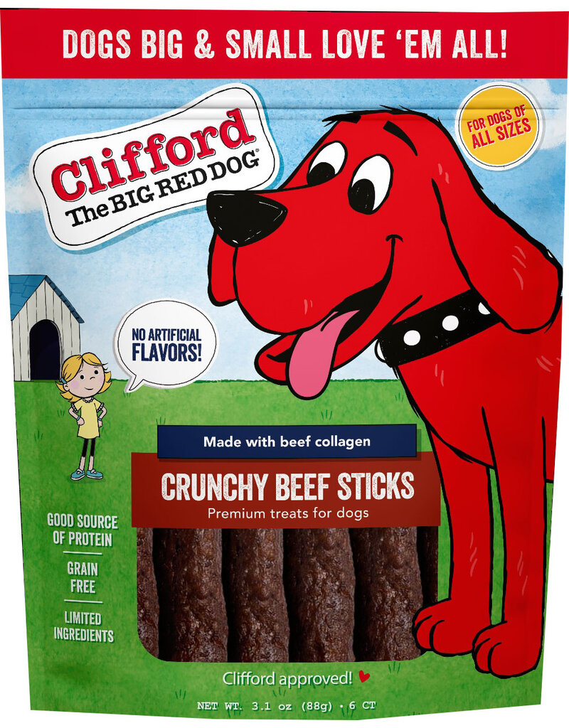 Clifford the Big Red Dog Clifford Crunchy Sticks Dog Treat Beef 6 Oz