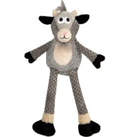 Quaker Pet Group Godog Checkers Skinny Peanut Goat Dog Toy Gray